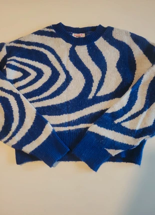 Pull Jennifer XS zébré blanc et bleu – doux, brand: Jennyfer, condizioni: Ottime, taglia: XS / IT 38 / EU 34, €4.00, €4.90 include la Protezione acquisti