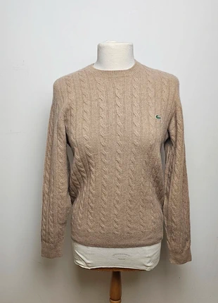 Pull torsadé Lacoste beige en laine, taille S pour femme, col rond, très bon état, brand: Lacoste, condizioni: Ottime, taglia: S / IT 40 / EU 36, €45.00, €47.95 include la Protezione acquisti