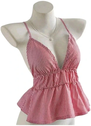 Débardeur péplum rouge à rayures décolleté dos nus taille M (ref 48), marke: Vintage Dressing, zustand: Neu, größe: M / 38 / 10, 11,15 €, 12,41 € inklusive Vinted-Käuferschutz