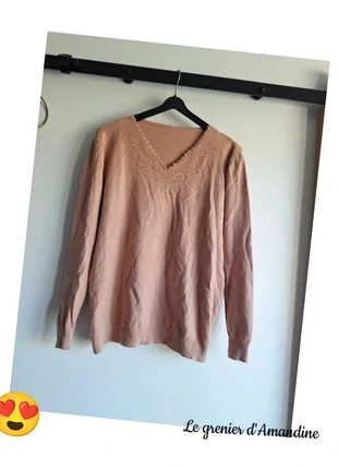 Pull 4 rose col V détails strass, état: Très bon état, taille: L / 40 / 12, 5,95 €, 6,95 € Protection acheteurs (Pro) incluse
