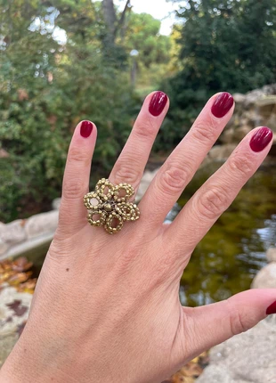 Anillo flor dorado, marca: Local, estado: Muy bueno, tamaño: 16,9 mm Ø / 13,5, 3,70 €, 4,59 € Protección al comprador incluida