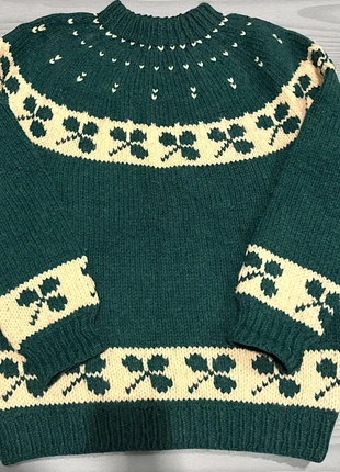 Pull fait main vert sapin motif trèfles taille L., brand: Fait Main, condition: Very good, size: L / 40 / 12, €50.90, €54.15 includes Buyer Protection