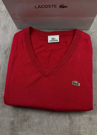 Pull col V sans manche Lacoste unies rouge logo brodé taille M homme / KZ042, marca: Lacoste, estado: Muito bom, tamanho: M, €29.90, €32.10 inclui Proteção do Comprador