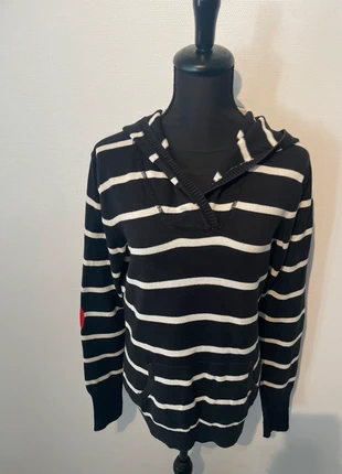 Pull à capuche Tommy Hilfiger à rayures logo brodé femme noir blanc rouge taille M, brand: Tommy Hilfiger, condition: Good, size: M / 38 / 10, €3.50, €4.38 includes Buyer Protection Pro