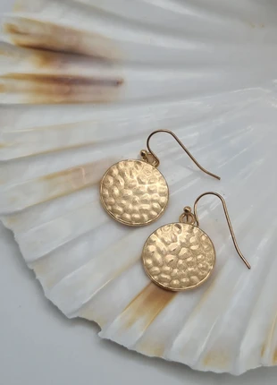 Minimalist Golden Round Earrings, brand: Anthropologie, condition: Very good, £14.00, £15.40 includes Buyer Protection