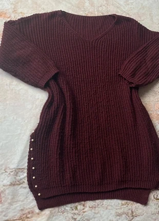 Casual Y2K Coquette Maroon V-Neck Waffle Knit Sweater Dress, marque: Vintage Dressing, état: Très bon état, taille: L / 40 / 12, 12,00 €, 13,30 € Protection acheteurs incluse
