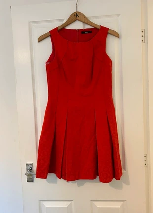 Oasis Red Floral Embossed Pleated Dress - Size 12, brand: Oasis, condition: Very good, size: L / UK 16-18, £4.00, £4.90 includes Buyer Protection