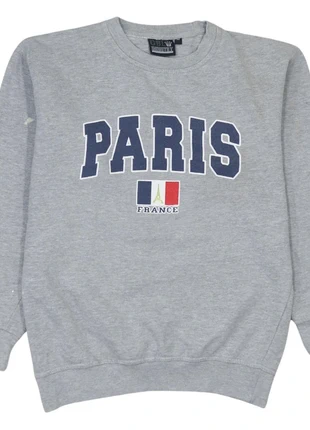 Retro 90's paris france crew neck sweatshirt - medium grey cotton, brand: American Retro, condition: Satisfactory, size: M, £16.00, £17.50 includes Buyer Protection Pro