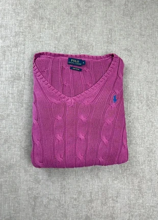 Pull Ralph Lauren torsadée | Taille S femme | violet logo bleu, marke: Ralph Lauren, zustand: Sehr gut, größe: S / 36 / 8, 55,00 €, 58,45 € beinhaltet Vinted-Käuferschutz Pro