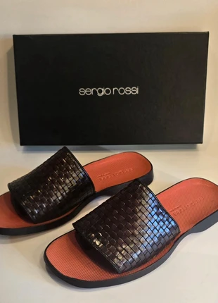 Sergio Rossi luxe heren leren sandalen/slippers maat UK 10 (EU 44) nieuw in doos, merk: Sergio Rossi, staat: Nieuw met prijskaartje, maat: 44, € 199,00, € 209,65 inclusief Kopersbescherming