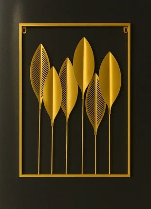 Voici un très Jolie Cadre mural doré déco représentant 6 Feuilles doré – 60x40 cm, marca: Art, estado: Muy bueno, 12,00 €, 13,30 € Protección al comprador incluida