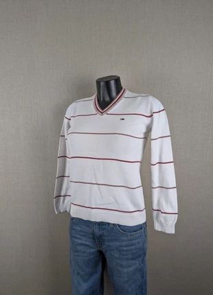 Tommy Hilfiger Femme | Pull en maille rayée, col V | Taille XS (FR34/36)| TH016, brand: Tommy Hilfiger, condition: Good, size: XS / 34 / 6, €10.90, €12.15 includes Buyer Protection