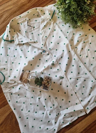 Chemisier Vintage d'époque - Blanc à pois vert - Mogador - Taille 42/44, marque: Mogador, état: Très bon état, taille: XL / 42 / 14, 9,50 €, 10,68 € Protection acheteurs incluse