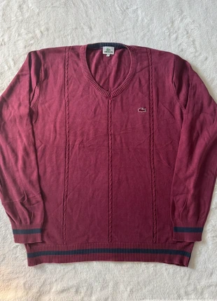 Pull col V logo brodé Lacoste / Bordeaux / Taille L Homme, marque: Lacoste, état: Très bon état, taille: L, 33,00 €, 35,35 € Protection acheteurs incluse