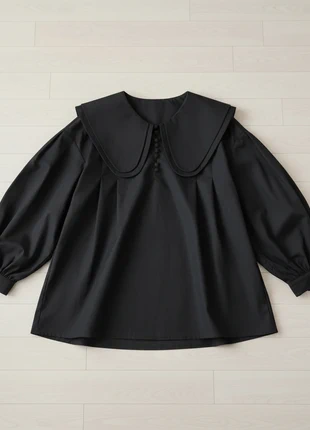 Blouse noire élégante à col oversize pour femme, manches longues, coupe ample formelle, marque: Vintage Dressing, état: Très bon état, taille: S / 36 / 8, 40,00 €, 42,70 € Protection acheteurs incluse