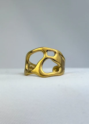 Bague Dorée Ouverte Style Organique Creux En Acier Inoxydable, marque: CHROME, état: Très bon état, taille: Ajustable, 7,50 €, 8,58 € Protection acheteurs (Pro) incluse