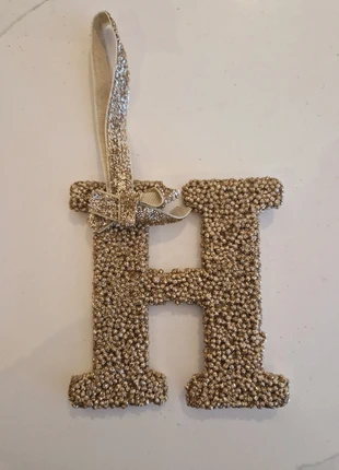 Gold Beaded Initial Letter 'H' Hanging Ornament, brand: Home Bargains, condition: New without tags, £2.00, £2.80 includes Buyer Protection