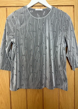 St Michael Vintage Silver Floral 3/4 Sleeve Stretch Top - Size 12, brand: St Michael, condition: Very good, size: M / UK 12-14, £4.95, £5.90 includes Buyer Protection