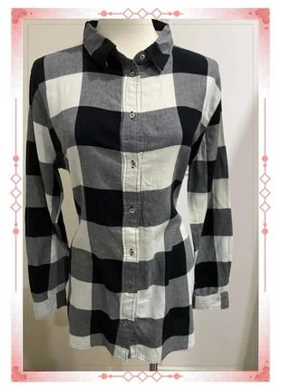 Chemise H&M à carreaux noir blanc oversize manches longues Taille L, marca: H&M, estado: Muito bom, tamanho: L / 40 / 12, €5.90, €6.90 inclui Proteção do Comprador