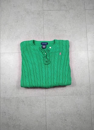 Pull - Torsadé - Vert - Col rond - Ralph Lauren - Crop top - Manche 3/4 - Taille S - 1, brand: Ralph Lauren, condition: Very good, size: S / 36 / 8, €35.00, €37.45 includes Buyer Protection