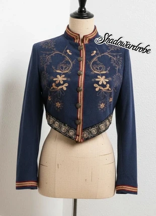 Veste courte boléro bleu marine broderie or col officier style militaire Taille M Vintage/Chic, brand: friperie, condition: Very good, size: M / 38 / 10, €58.90, €62.55 includes Buyer Protection