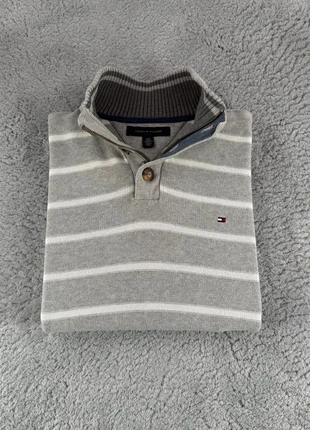 Pull Half zip 1/4 zip col camionneur Tommy Hilfiger coton | Gris bleu logo brodé | Taille L 00667, brand: Tommy Hilfiger, condition: Very good, size: L, €21.00, €22.75 includes Buyer Protection Pro