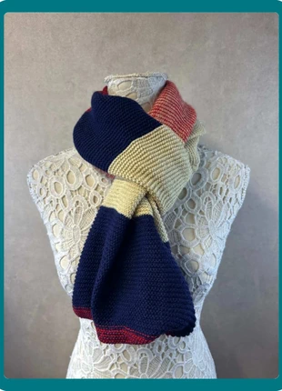 Écharpe tricolore bleu marine, beige et rouge – Lot MI35, condition: Very good, €7.00, €8.05 includes Buyer Protection Pro