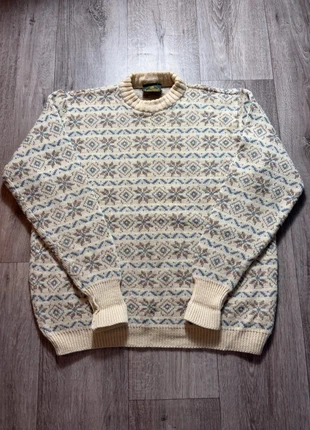 Pull Papy Lakeland crème et bleu vintage 90’s laine homme - Taille XL, brand: Vintage Dressing, condition: Very good, size: XL, €35.00, €37.45 includes Buyer Protection