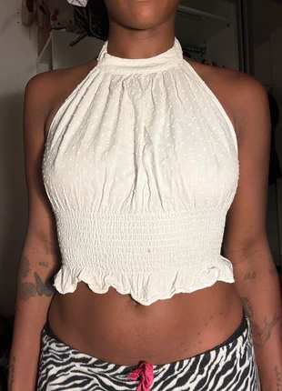 top dos nu blanc à pois, marque: Shein, état: Très bon état, taille: XS / 34 / 6, 3,00 €, 3,85 € Protection acheteurs incluse