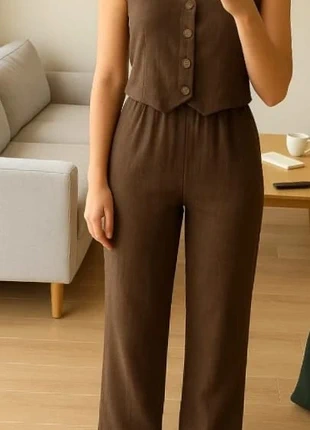 Ensemble deux pièces marron – pantalon taille haute & gilet boutonné Taille M, marca: Keora, estado: Muy bueno, tamaño: M / 38 / 10, 34,99 €, 37,44 € Protección al comprador incluida