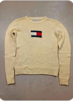 Pull en maille col rond Tommy Hilfiger flag big logo 100% coton jaune clair taille XS, marca: Tommy Hilfiger, estado: Muy bueno, tamaño: XS / 34 / 6, 17,90 €, 19,50 € Protección al comprador Pro incluida