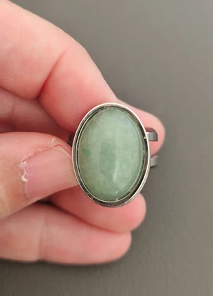 Bague ovale acier inoxydable argent pierre naturelle aventurine verte, brand: Aventurine, condizioni: Ottime, taglia: Regolabile, €8.50, €9.63 include la Protezione acquisti Pro