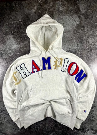 Pull sweat hoodie à capuche Champion relief brodé vintage y2k 2000s gris/bleu Taille M, marke: Champion, zustand: Sehr gut, größe: M, 29,00 €, 31,15 € inklusive Vinted-Käuferschutz
