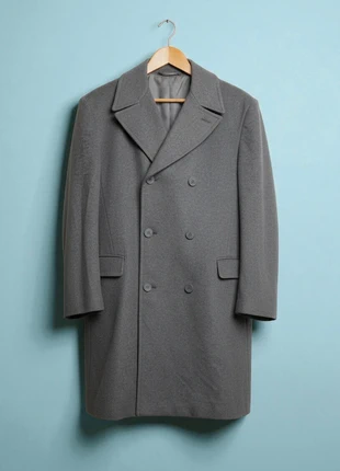 Jeff Banks – Elegant Grey Wool & 10% Cashmere Men’s Coat with Double-Breasted – XXL 🌟🦋, marque: Vintage Dressing, état: Très bon état, taille: XXL, 59,90 €, 63,60 € Protection acheteurs incluse