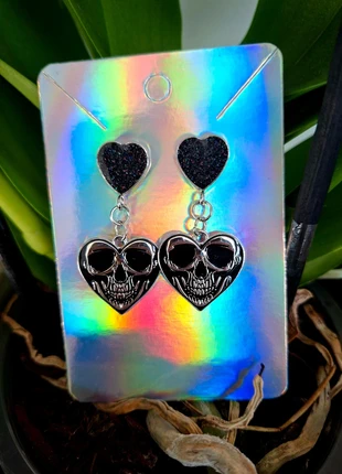 The Quirken Trovery black heart skull stud earrings gothic emo, brand: The Quirken Trovery, condition: New with tags, £2.50, £3.33 includes Buyer Protection