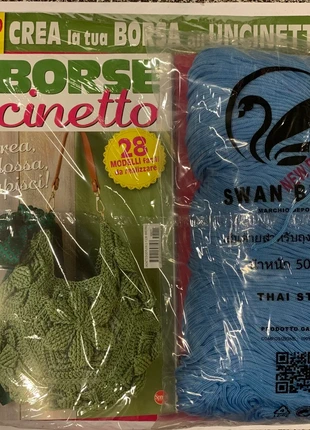 Speciale borse all’uncinetto con 500 grammi di cordino azzurro, brand: swan black, condizioni: Nuovo con cartellino, €13.90, €15.30 include la Protezione acquisti Pro