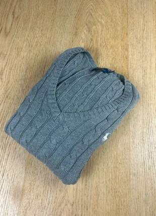 Pull Torsadé Ralph Lauren Col V gris anthracite - 100% Coton /Taille M, brand: Ralph Lauren, condizioni: Ottime, taglia: M / IT 42 / EU 38, €49.99, €53.19 include la Protezione acquisti