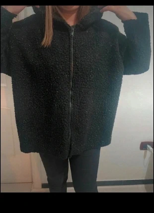 Felpa nera giacca con zip e cappuccio oversize, marque: Zalando, état: Neuf sans étiquette, taille: XXL / 44 / 16, 11,00 €, 12,25 € Protection acheteurs incluse