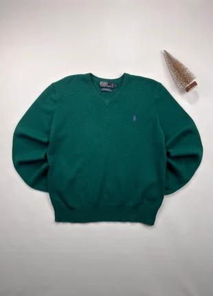 Polo Ralph Lauren 100% Lambswool Green V-Neck Sweater – Size L, marca: Ralph Lauren, estado: Muito bom, tamanho: L / 40 / 12, €42.00, €44.80 inclui Proteção do Comprador