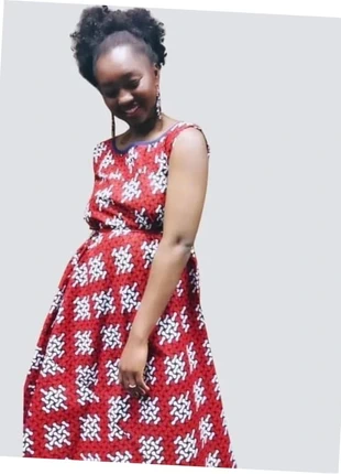 robe rouge en wax sans manche, brand: Africa, condizioni: Ottime, taglia: M / IT 42 / EU 38, €27.00, €29.05 include la Protezione acquisti Pro