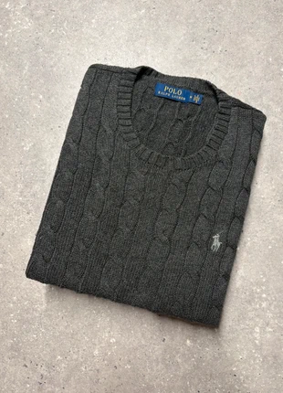 Torsadé Ralph Lauren gris foncé pull col rond hiver sweat cable knit PR5-4, brand: Ralph Lauren, condition: Very good, size: M, €54.90, €58.35 includes Buyer Protection Pro