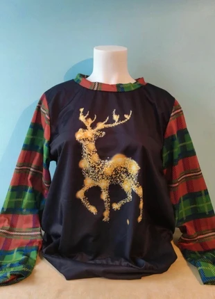 Pull fin manches à carreaux motif renne taille xl, merk: Vintage, staat: Heel goed, maat: XL / 42 / 14, € 9,00, € 10,15 inclusief Kopersbescherming