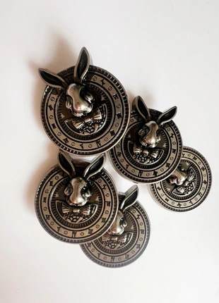 Lovely bunny decorative metal buttons - set of 5, brand: Buttons, condition: New without tags, £4.20, £5.11 includes Buyer Protection