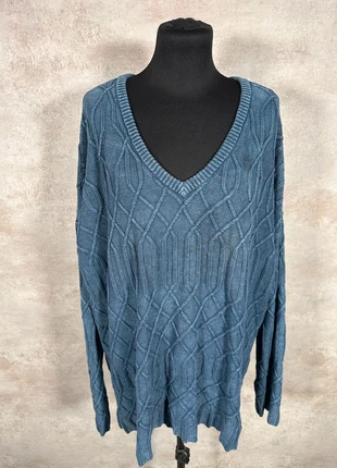 Pull Maille Torsadée Cable Knit Vintage Natural bleu gris epais col en V taille XXL, marca: Vintage Dressing, estado: Muito bom, tamanho: XXL / 44 / 16, €10.00, €11.20 inclui Proteção do Comprador Pro