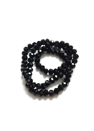 Fil de perles rondelles à facettes noires en verre 6x4mm - PNO1-12, staat: Nieuw met prijskaartje, € 2,30, € 3,12 inclusief Kopersbescherming Pro