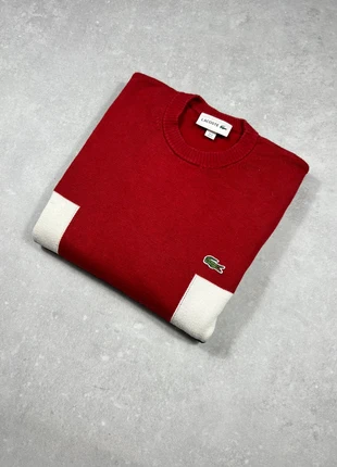 Pull sweat Lacoste col rond homme en coton rouge et bleu foncé - taille M, marque: Lacoste, état: Très bon état, taille: M, 37,00 €, 39,55 € Protection acheteurs incluse