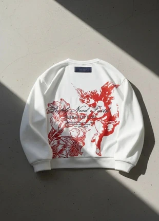 Sweat blanc brodé, style minimal streetwear, condizioni: Ottime, taglia: M, €39.90, €42.60 include la Protezione acquisti