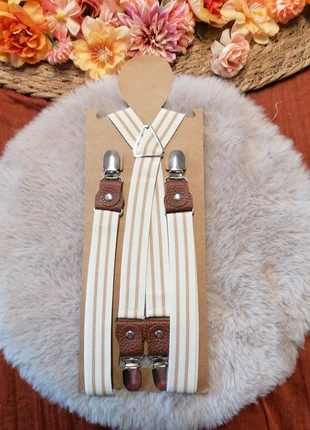 Bretelles vintage rayées crème tendance mariage 2026, marque: GMMboutique, état: Neuf sans étiquette, 7,00 €, 8,05 € Protection acheteurs (Pro) incluse