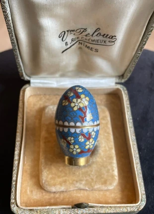 Petit œuf boîte cloisonné ancien vintage bleu fleurs, marque: Vintage Boutique, état: Bon état, 9,00 €, 10,15 € Protection acheteurs (Pro) incluse