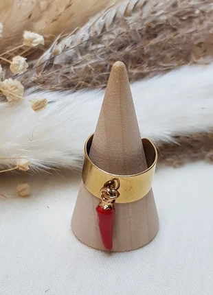 Bague acier inoxydable ajustable doré breloque piment rouge – minimaliste – bijou fait main, marca: Fait Main, estado: Novo sem etiquetas, tamanho: Ajustável, €4.90, €5.85 inclui Proteção do Comprador